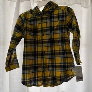 Carter's Yellow and Blue hooded Plaid Button Down Shirt